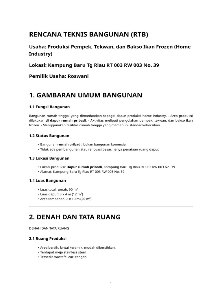 RTB Rik Umkm Frozen Food | PDF