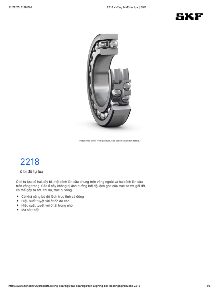 2218 - Vòng Bi Đ Tự L A - SKF | PDF