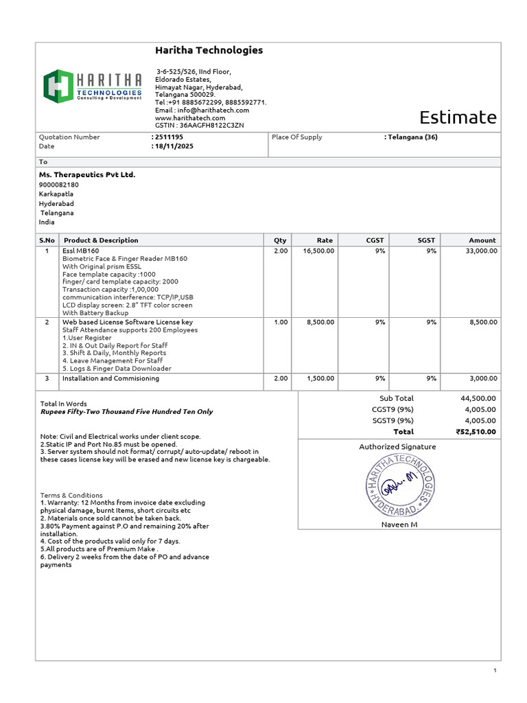 Photo inspiration: Estimate Haritha Technologies Pdf Computer Engineering Photo Inspiration
