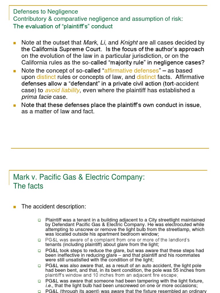 Affirmative Defenses To Negligence Powerpoint Pdf Contributory