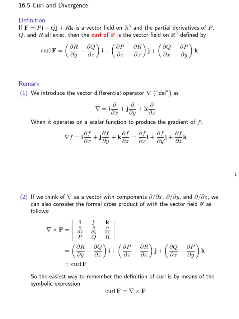 Curl and Divergence in Vector Fields | PDF | Algebra | Applied Mathematics
