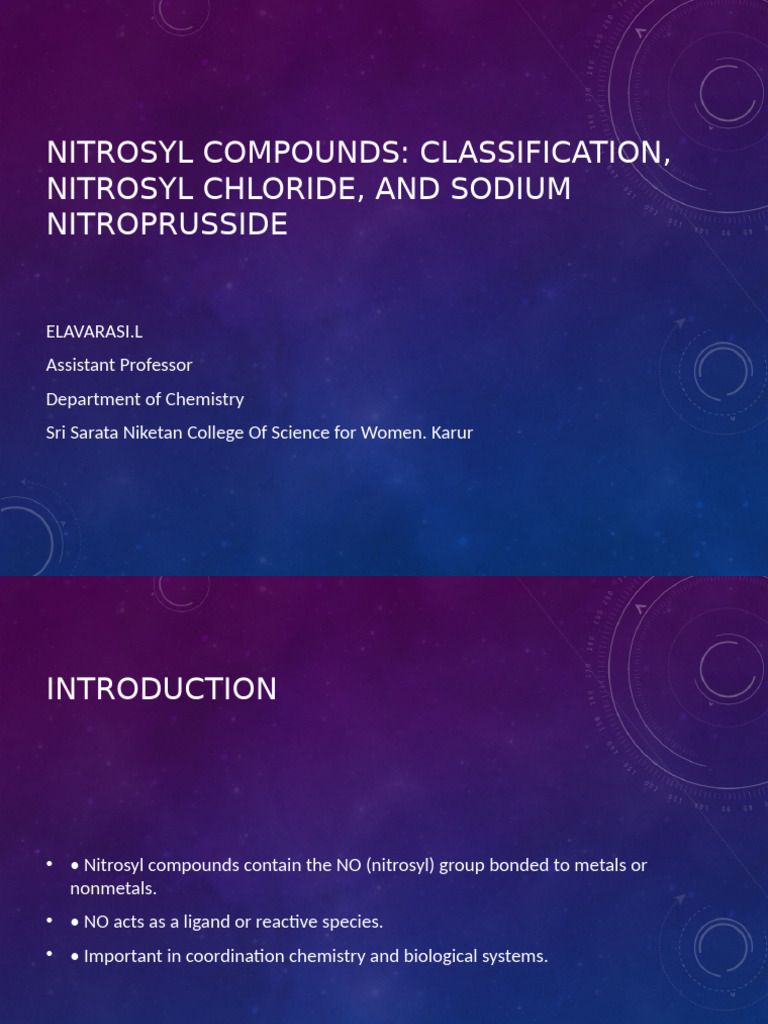 Nitrosyl Compounds: Types & Applications | PDF | Chemical Compounds ...