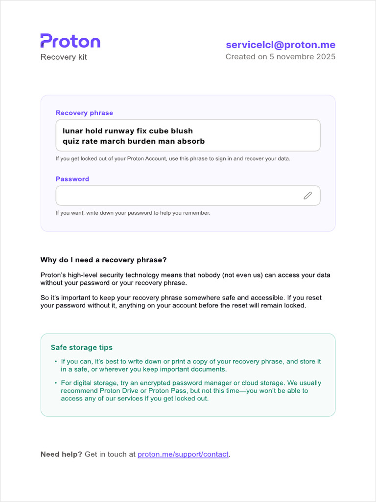 Proton Account Recovery Guide | PDF