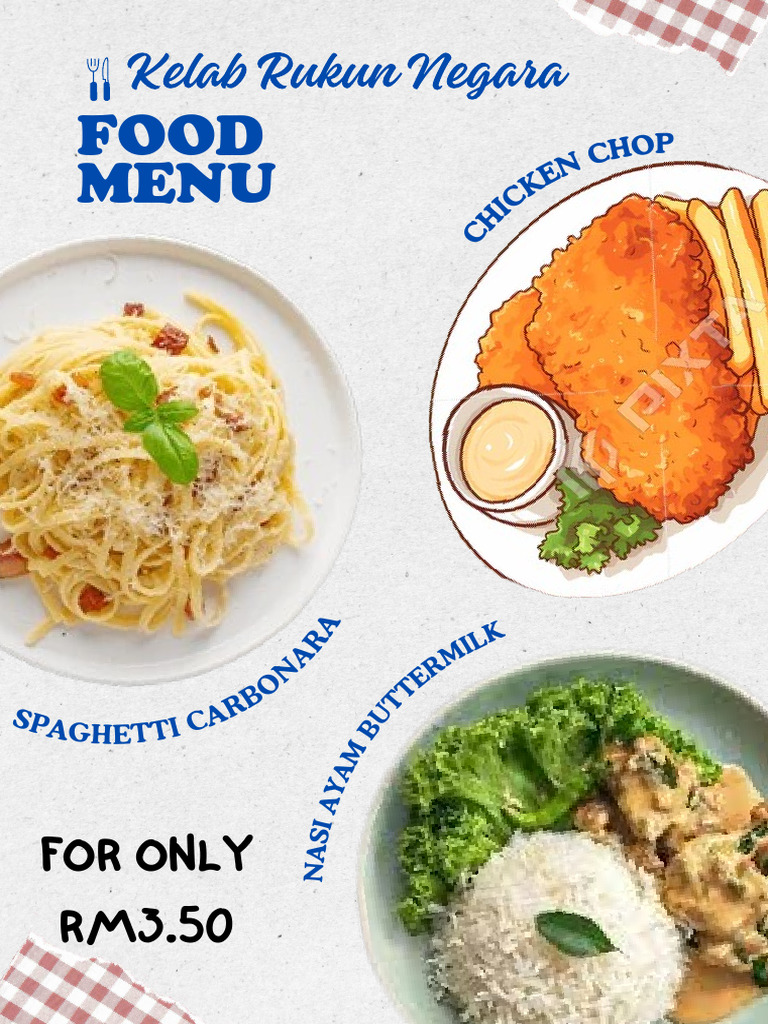 White and Blue Modern Simple Food Menu | PDF