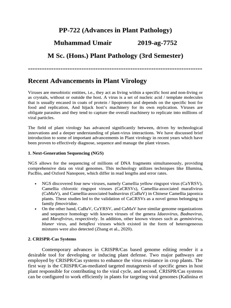 4 Advancements in Plant Virology | PDF | Rna Interference | Dna Sequencing