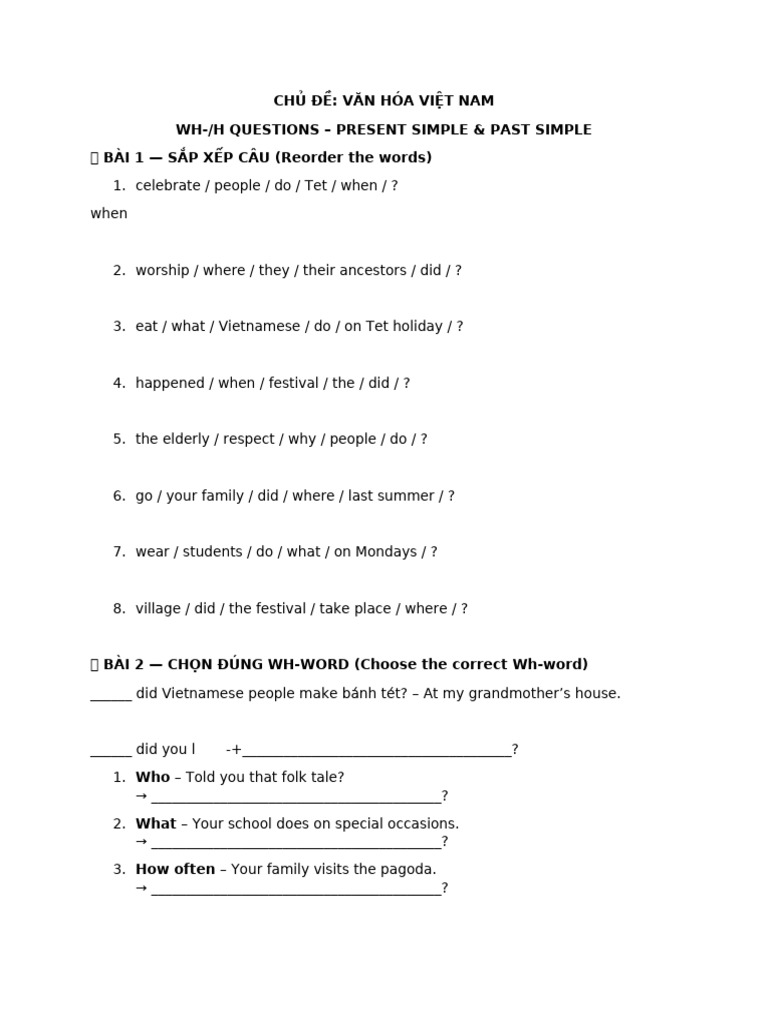 WH-Questions in Vietnamese Culture | PDF