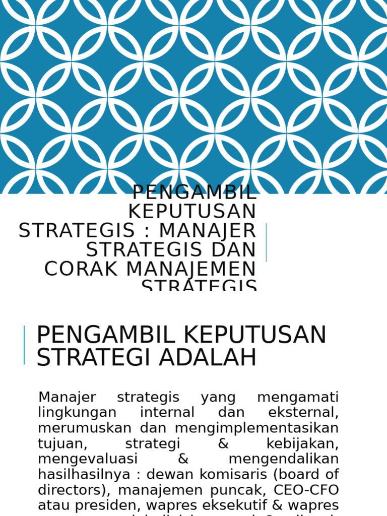 Pengambil Keputusan Strategis Corak Manajer Strategik | PDF