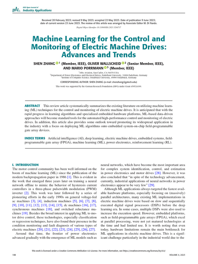 Machine Learning For The Control and Monitoring of Electric Machine ...