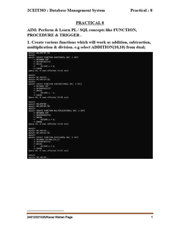 PL/SQL Functions and Procedures Guide | PDF