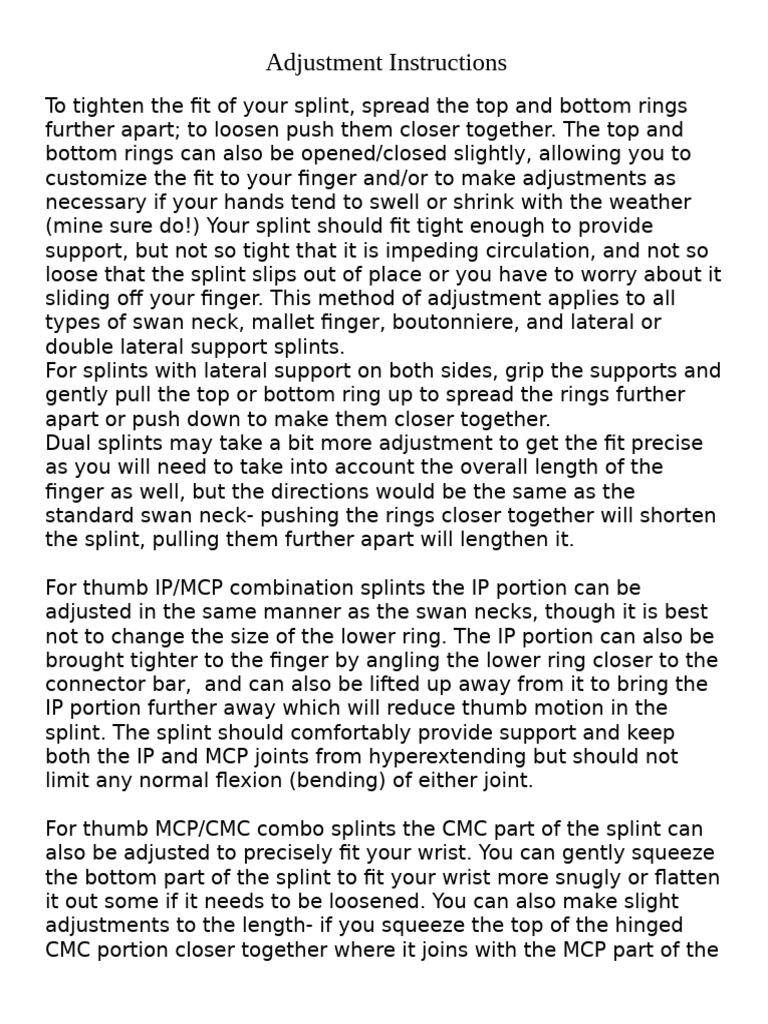 Splint+Adjust All | PDF | Hand | Thumb