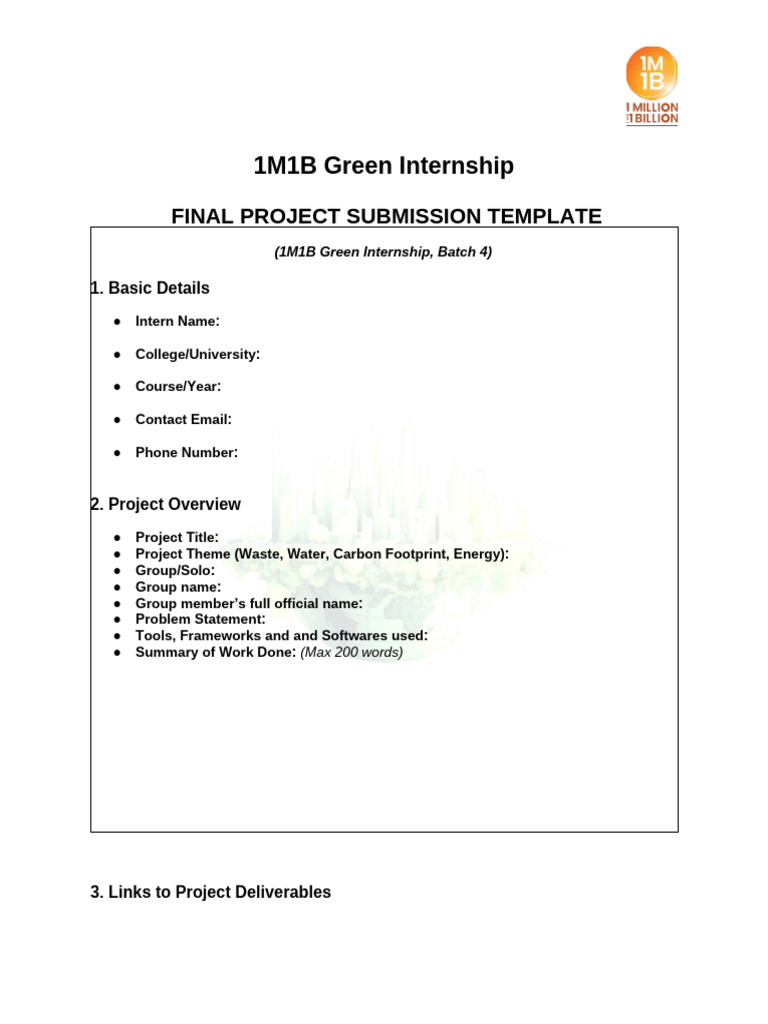 1M1B Green Internship Project Template | PDF | Computing