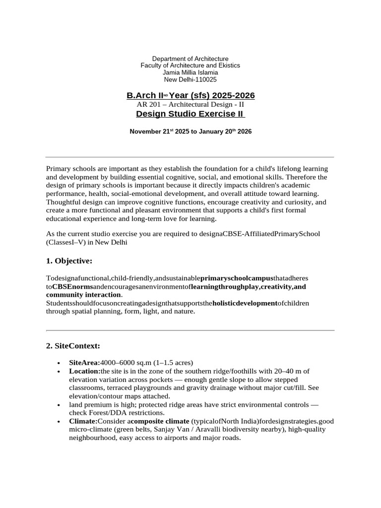 Design Guidelines for Primary School Project | PDF