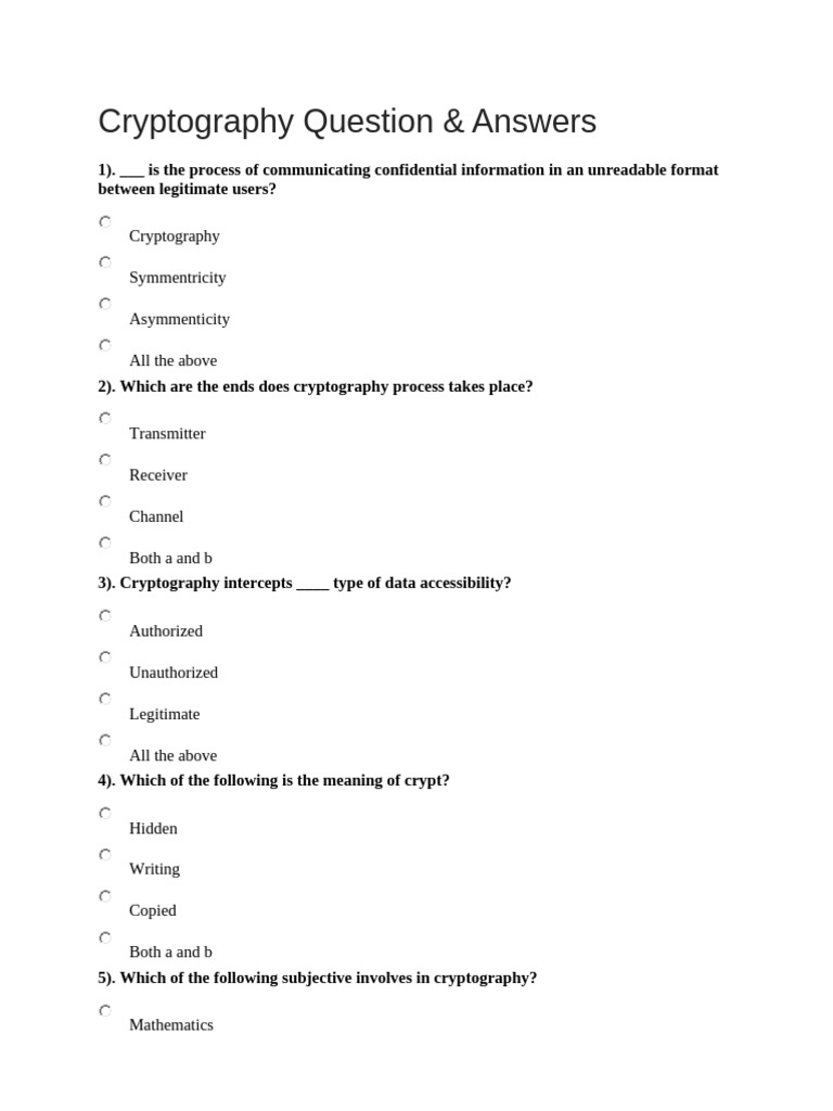 Cryptography Q&A: Key Concepts Explained | PDF | Cryptography | Encryption