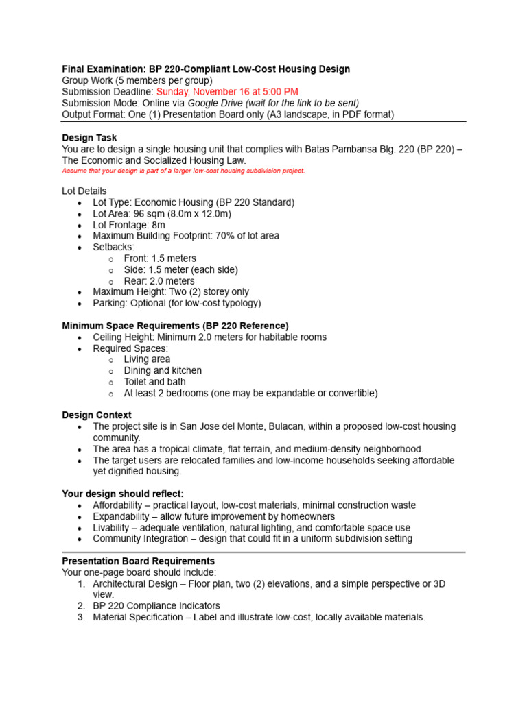 Major Exam Final Housing Design | PDF | Affordable Housing ...