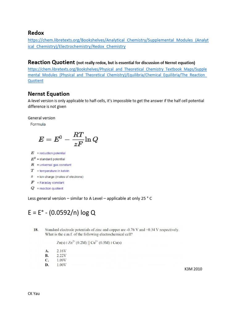 Redox Handout | PDF