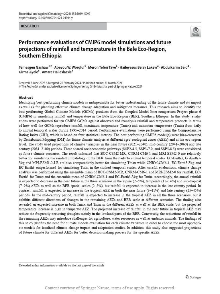 CMIP6 Climate Model Evaluation in Ethiopia | PDF | General Circulation ...