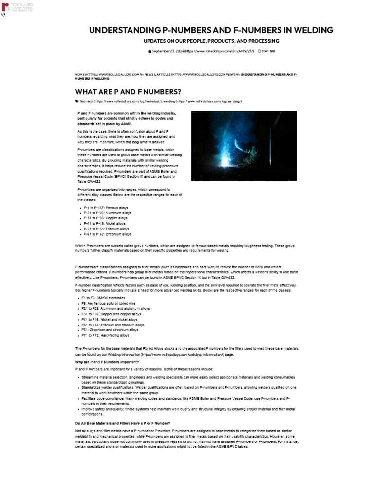 P-Numbers and F-Numbers in Welding Explained | PDF | Welding | Construction