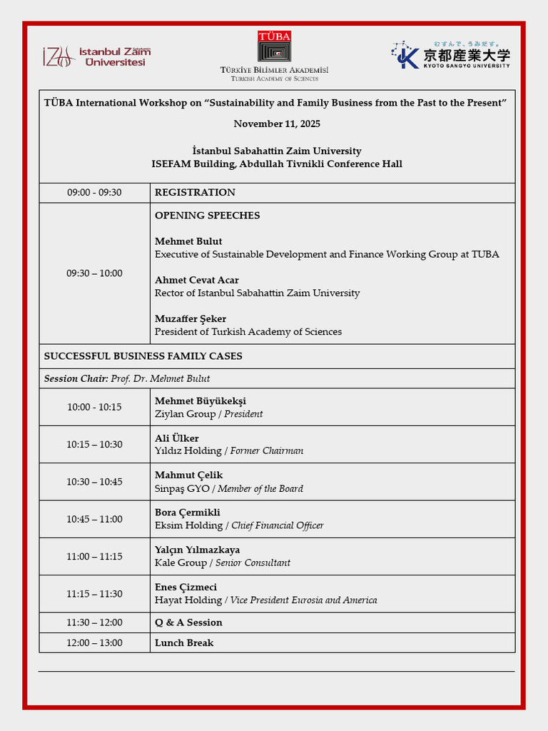 International Workshop Program On Sustainability and Family Business ...
