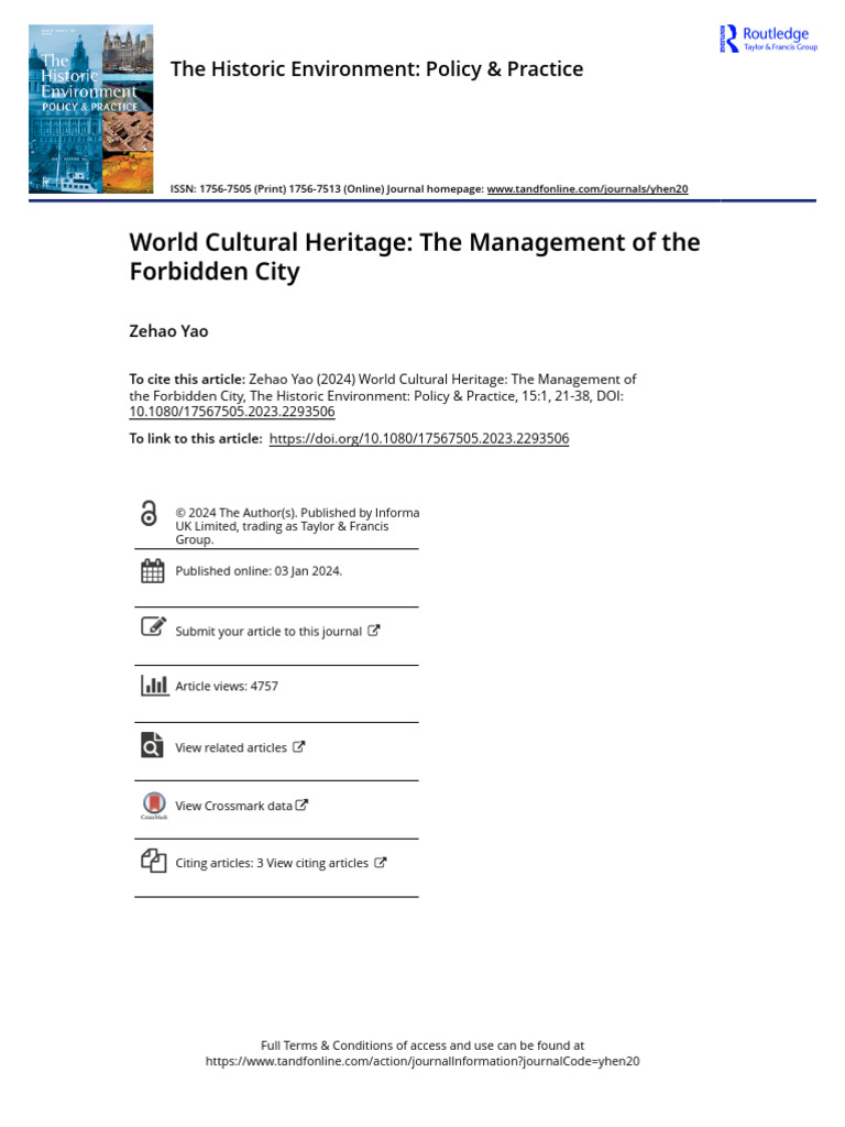World Cultural Heritage The Management of The Forbidden City | PDF ...
