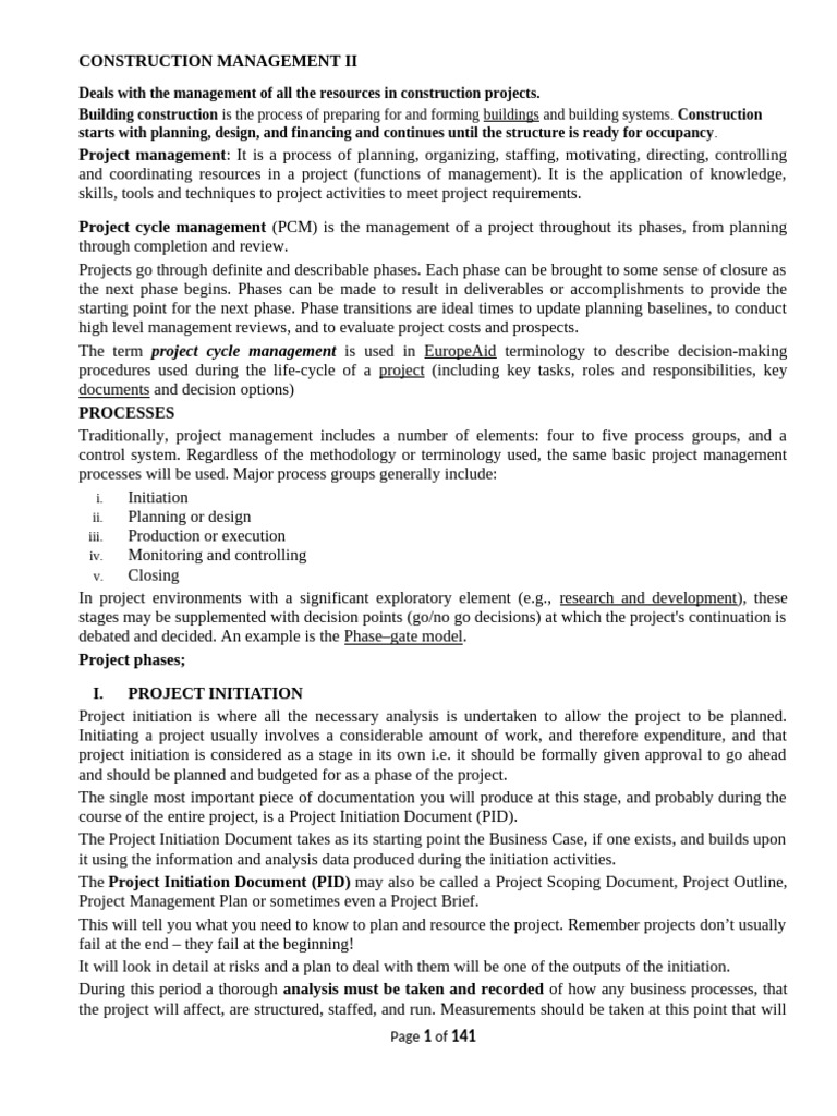 Construction Project Management Guide | PDF | Business | Production And ...