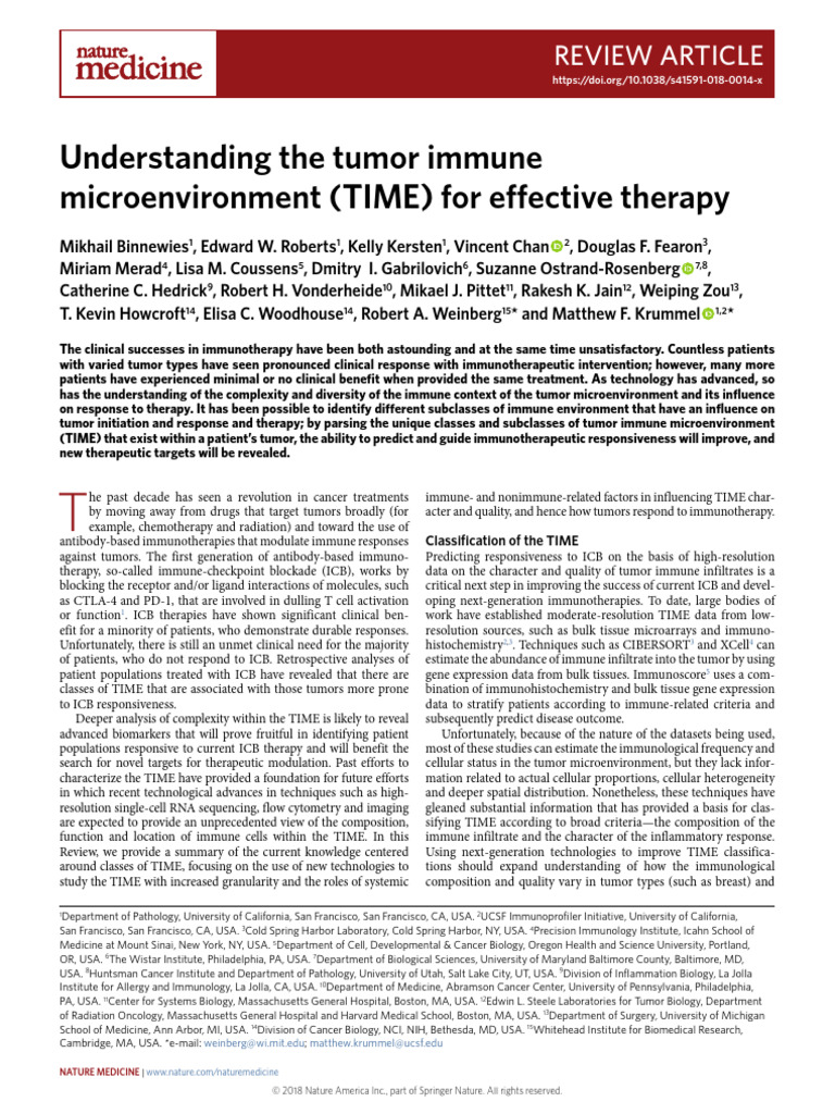 2018 - NatureMedicine - Understanding The Tumor Immune Microenvironment ...
