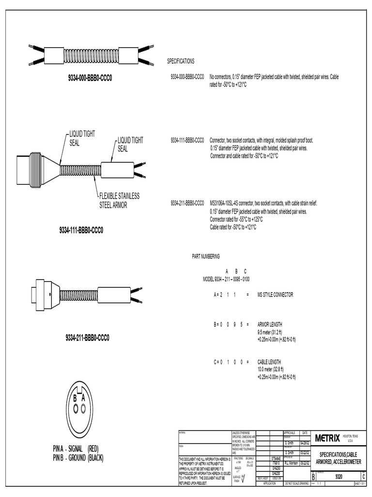 Cable Specifications for Accelerometers | PDF | Electrical Connector ...