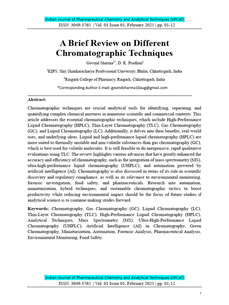 Chromatographic Techniques Overview | PDF | Chromatography | High ...