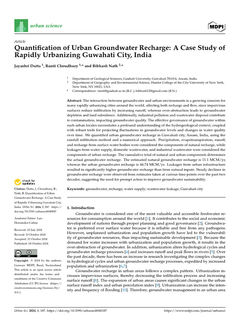 Quantification of Urban Groundwater Recharge | PDF | Groundwater ...