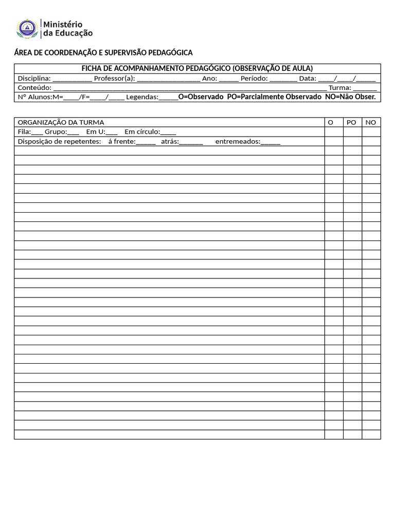 Ficha de Acompanhamento Pedagógico | PDF