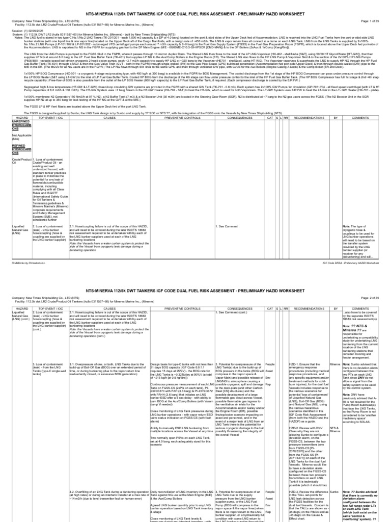IGF Code Dual Fuel Risk Assessment | PDF | Liquefied Natural Gas | Oil ...