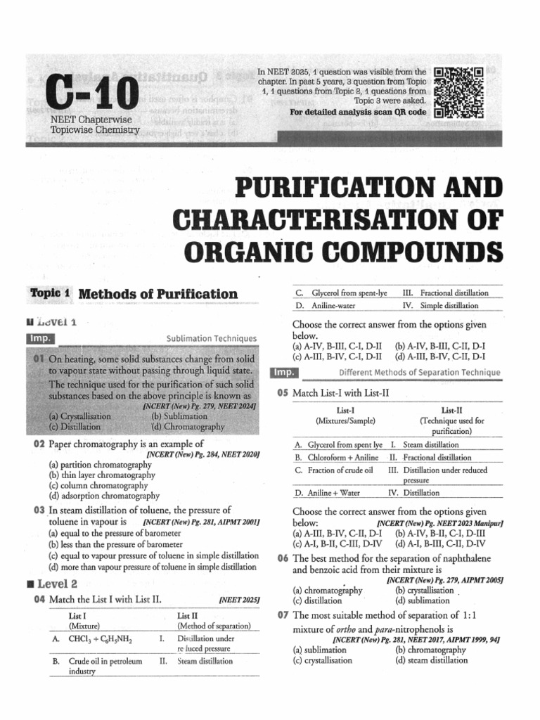 Purification and Characterisation Oforganic Compounds | PDF