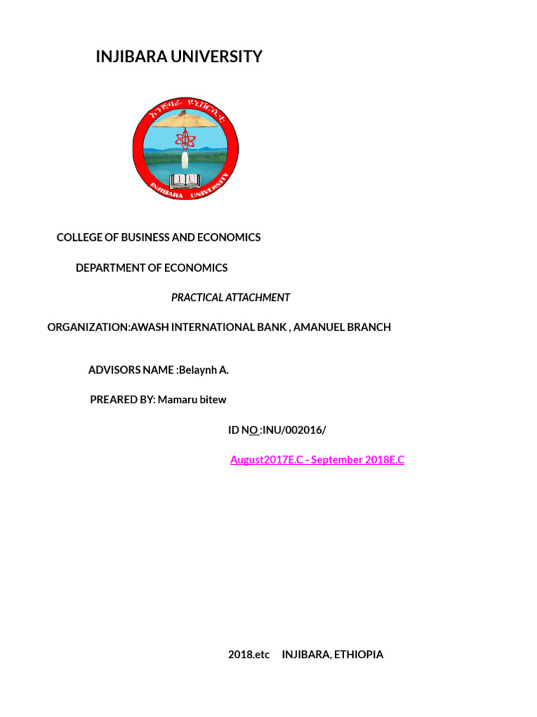 Practical Attachment Report at Awash Bank | PDF | Procurement | Banks