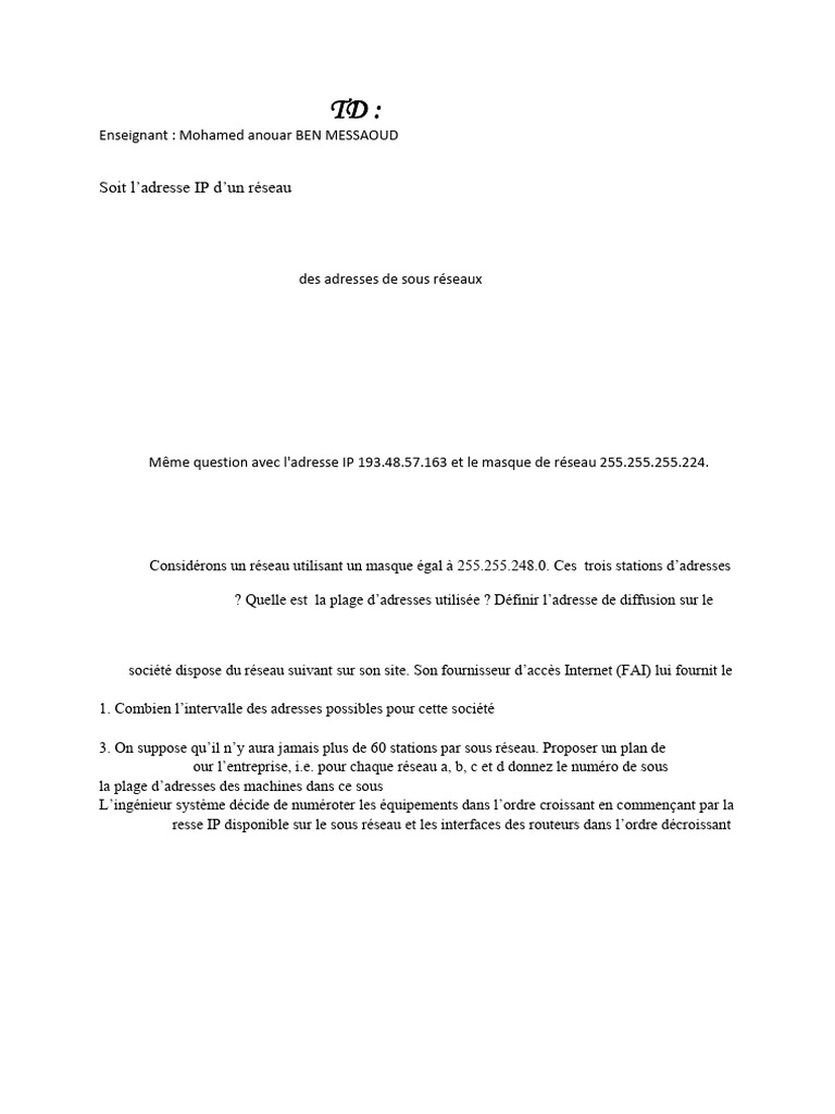 Guide sur l'adressage IP et sous-réseaux | PDF