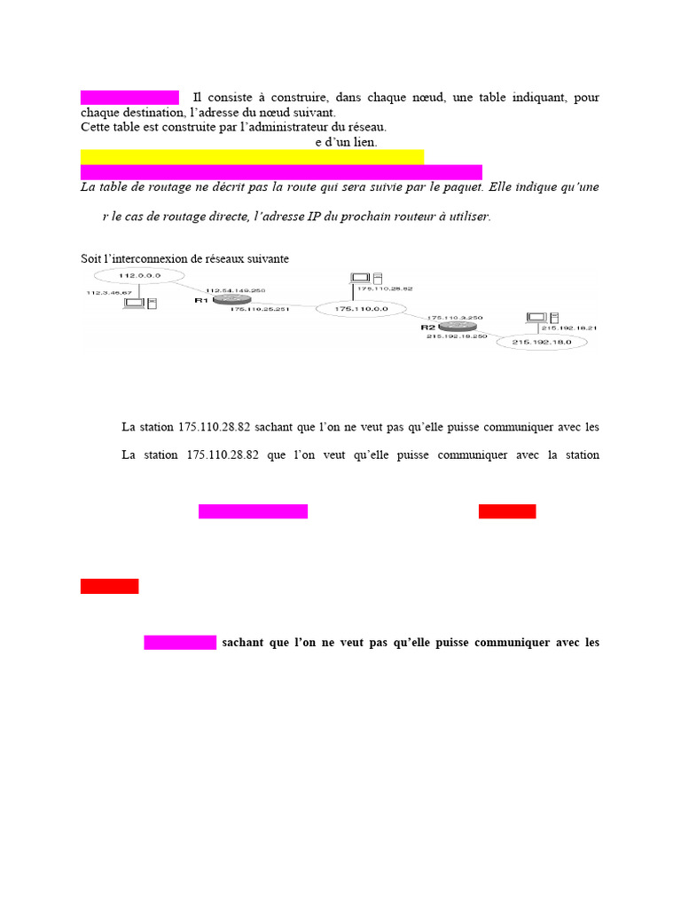 Tables de routage et configurations IP PDF Routage Routeur — free download