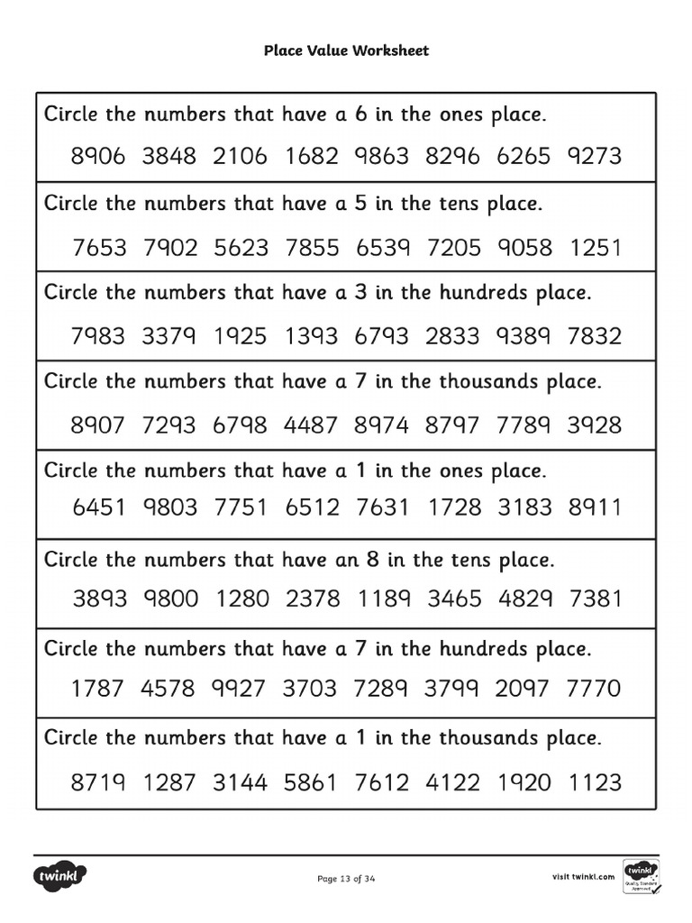 Circle The Place Value | PDF