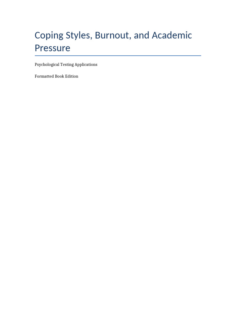 Coping with Academic Pressure and Burnout | PDF | Occupational Burnout ...