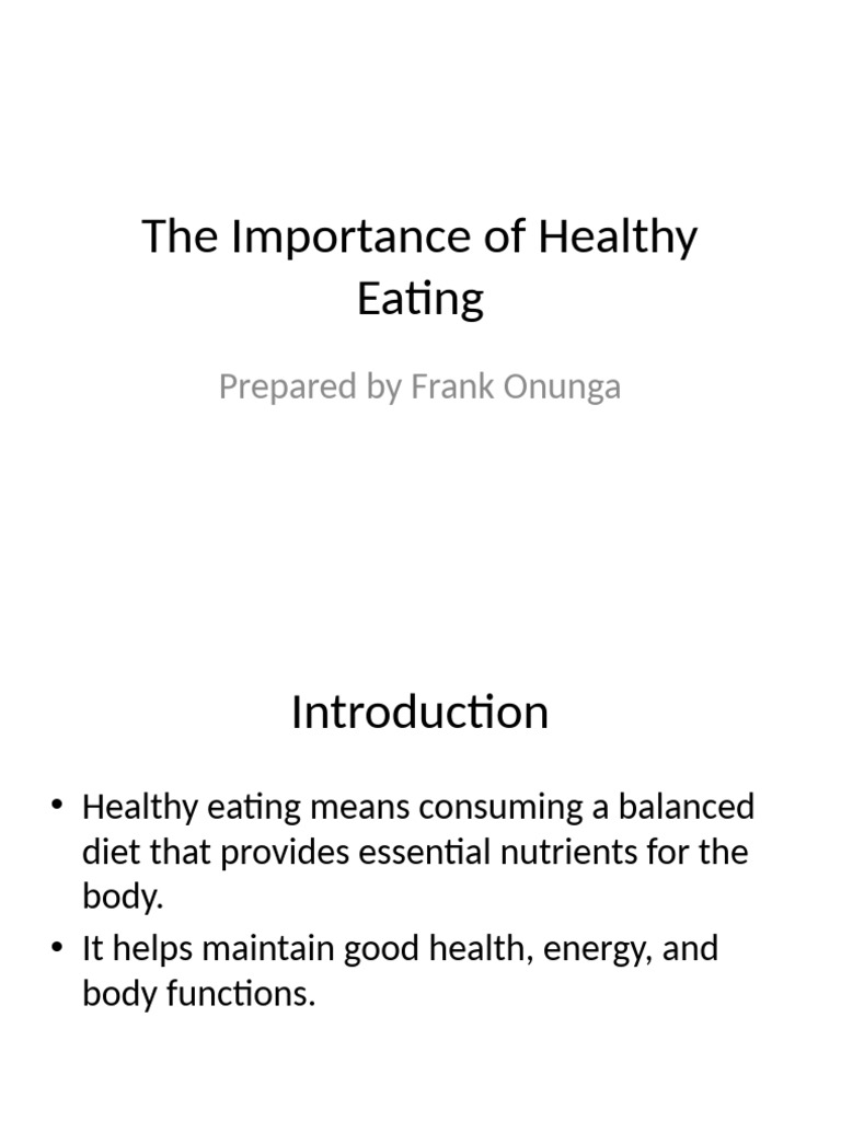 Benefits of Healthy Eating Explained | PDF