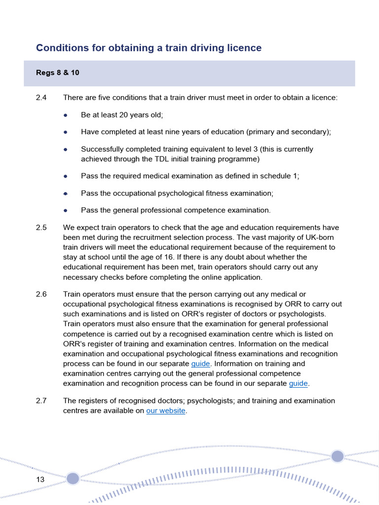 Train Driving Licence Requirements Guide | PDF | Driver's License | Driving