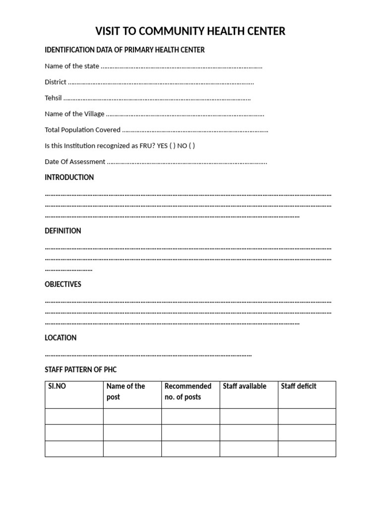 Community Health Center Assessment Guide | PDF | Health Sciences ...