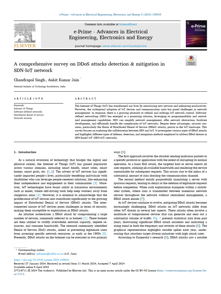 DDoS Attack Detection in SDN-IoT Networks | PDF | Denial Of Service ...