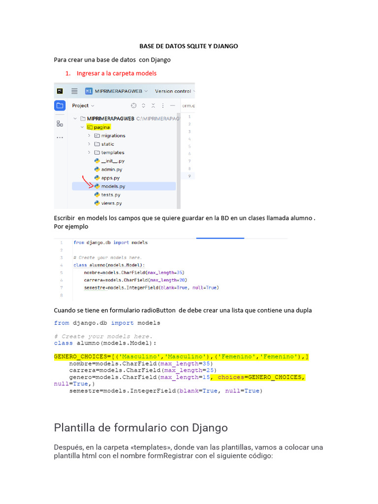 Crear Base de Datos con Django y SQLite | PDF | Bootstrap (marco ...