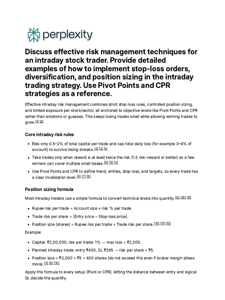 Effective Risk Management Techniques Using CPR | PDF | Day Trading | Risk