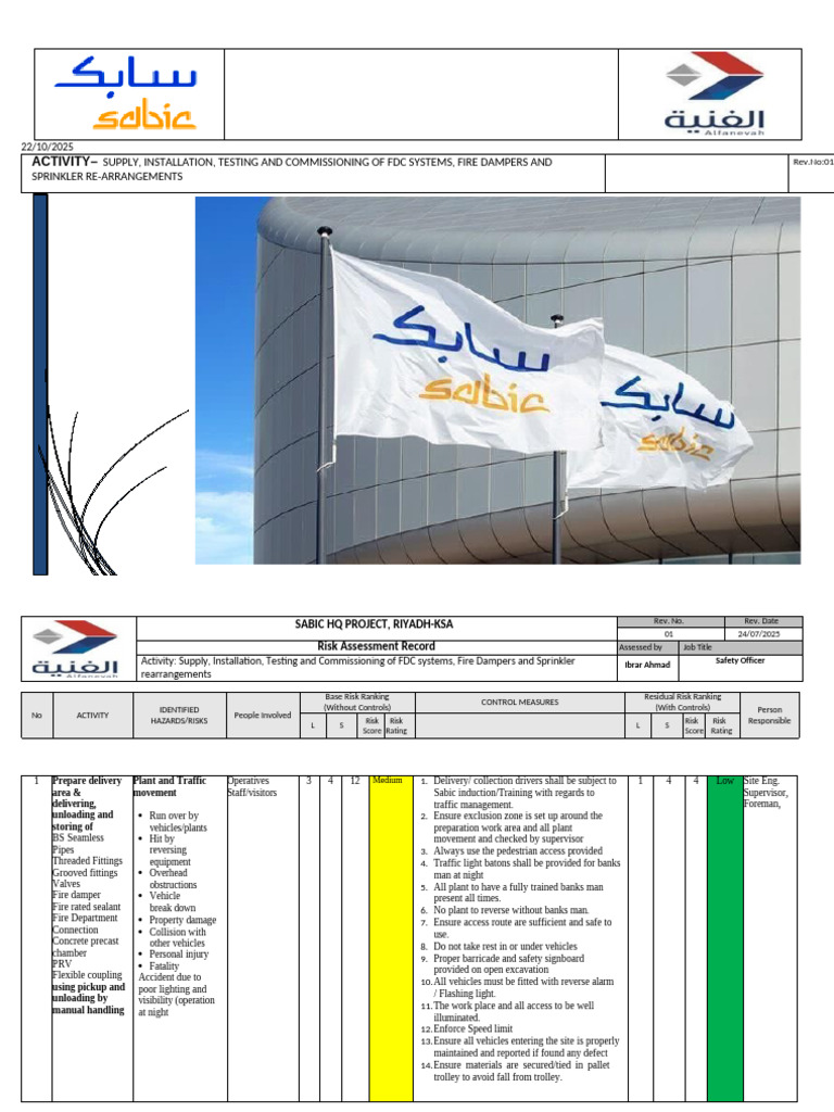 Sabic HQ-Risk_Assessment (1) | PDF | Ladder | Risk