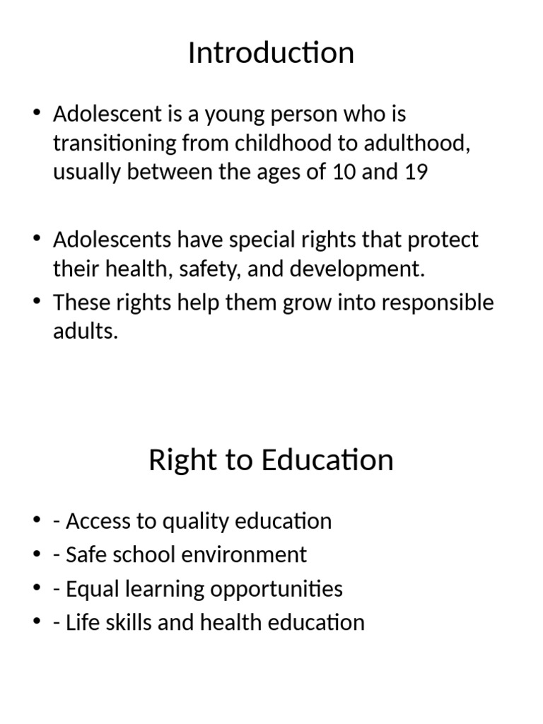 Adolescent Rights and Development Guide | PDF