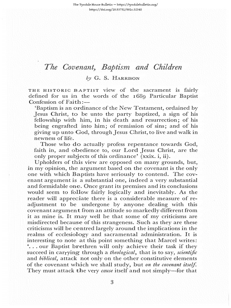 Understanding Baptism and the Covenant | PDF | Covenant Theology | Baptism
