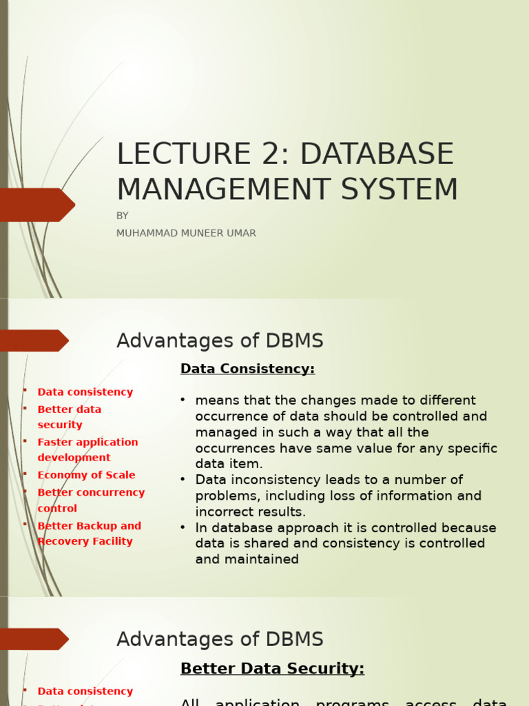 Advantages of Database Management Systems | PDF | Databases | Metadata