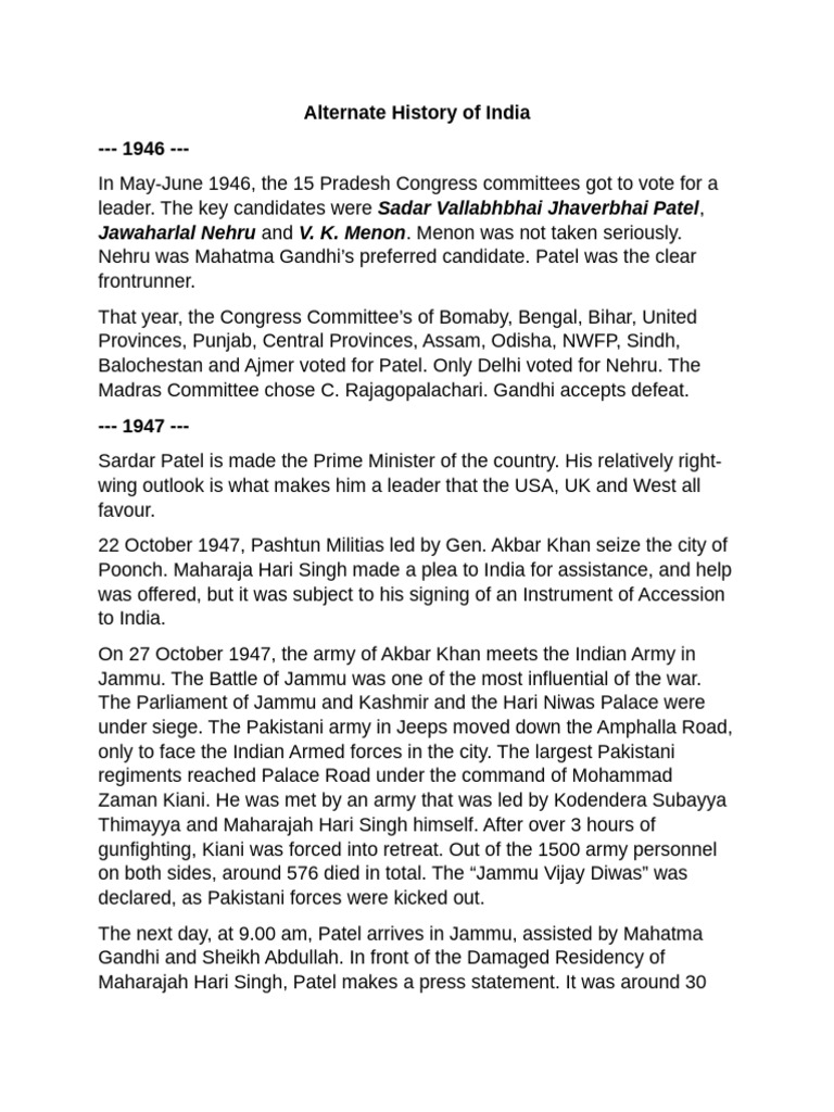 Alternate History of India: 1946-1997 | PDF | Indian National Congress ...