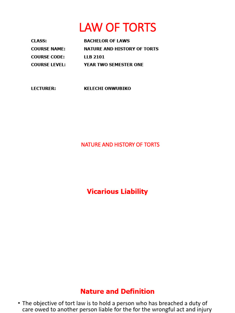 Vicarious Liability in Tort Law Explained | PDF | Legal Liability ...