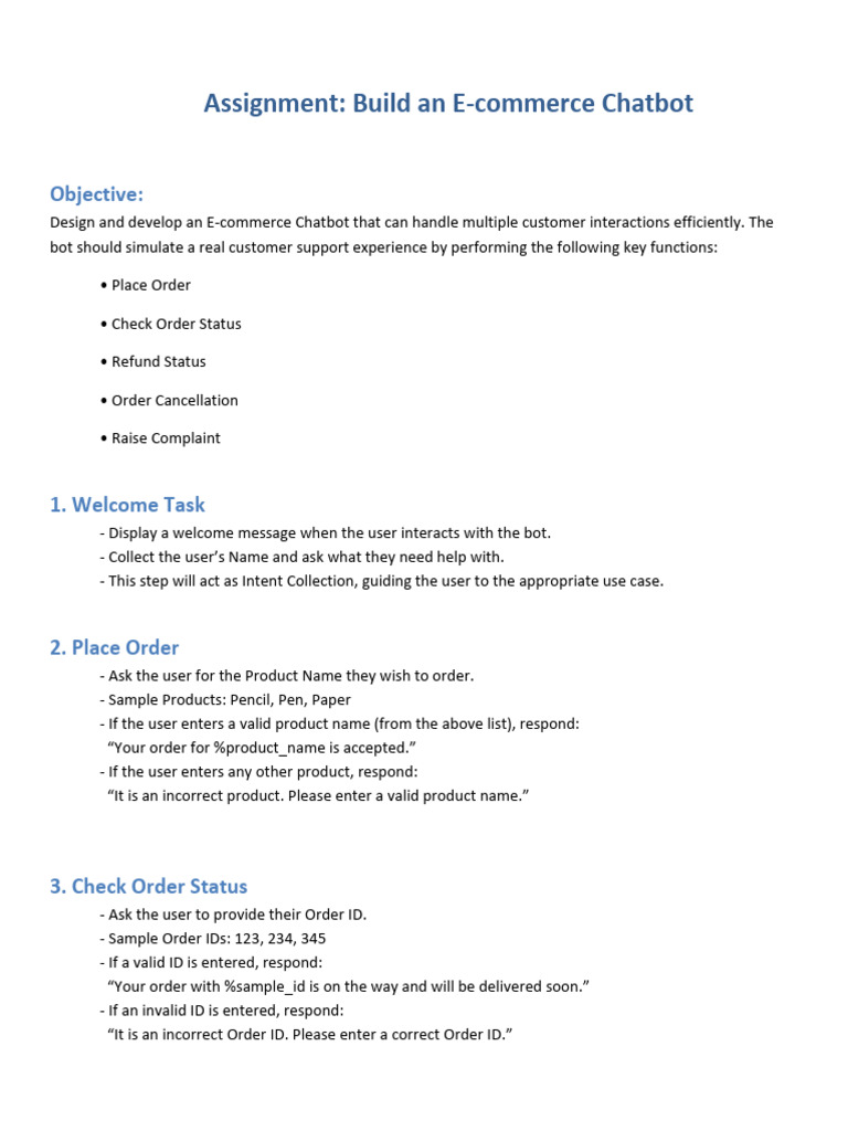 Ecommerce Bot Assignment | PDF | Information Technology | Computing