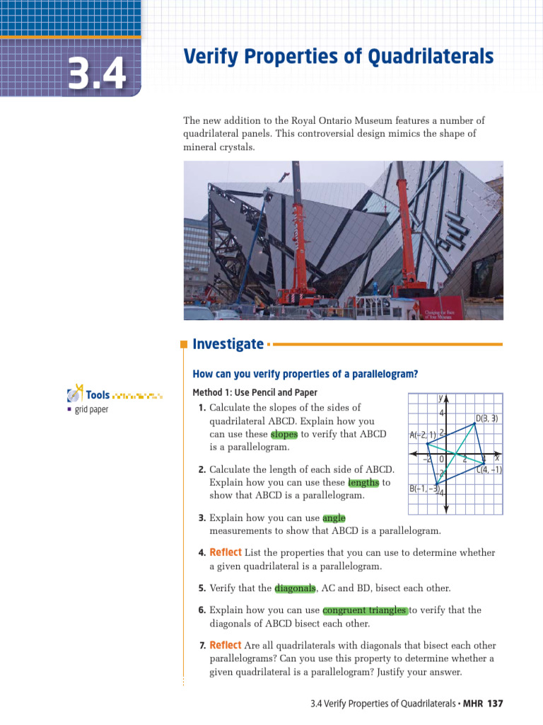 3 4 Verify Properties of Quadrilaterals | PDF | Geometric Shapes ...